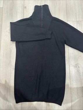 WAYF Black Ribbed Quarter Zip Sweater Dress NWT Size Large